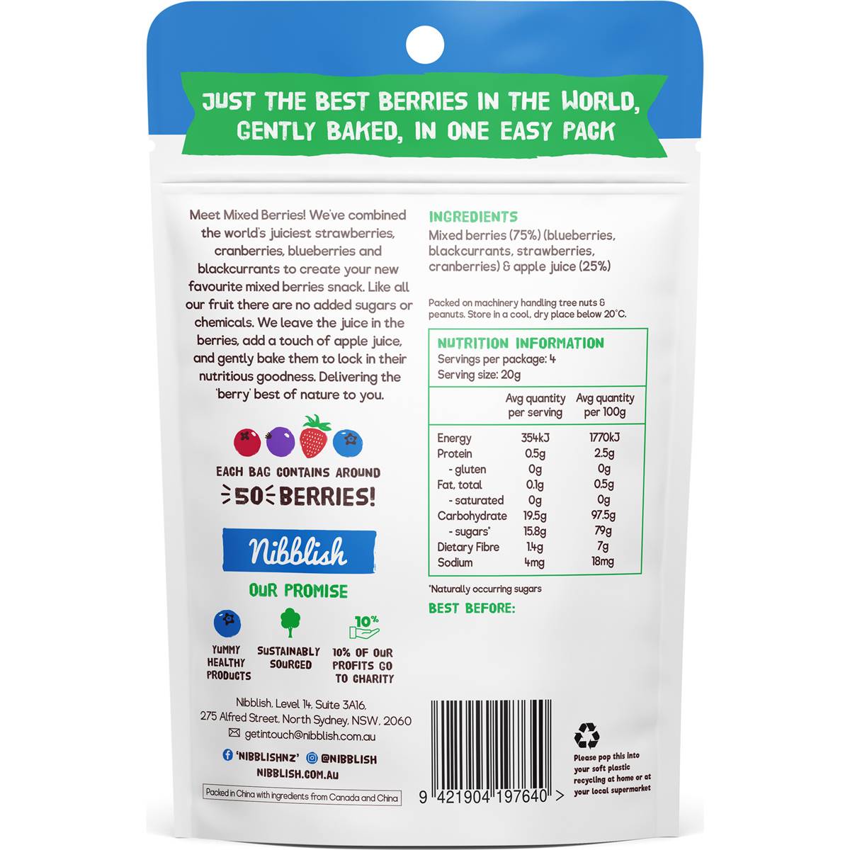 Nibblish Gently Baked Mixed Berries 80g