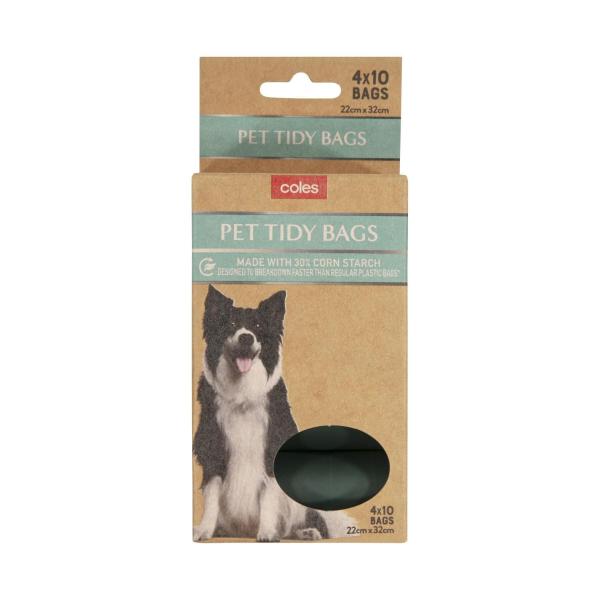 COLES COMPOST PET TIDY BAGS 40PACK