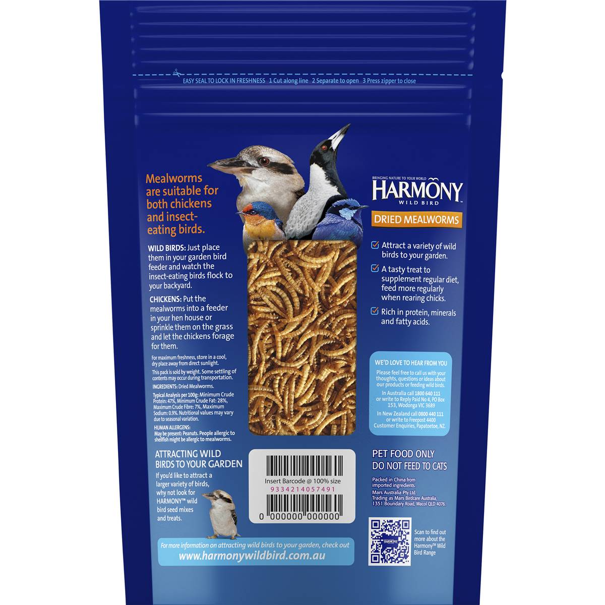 Harmony Wild Bird Dried Mealworms 120g