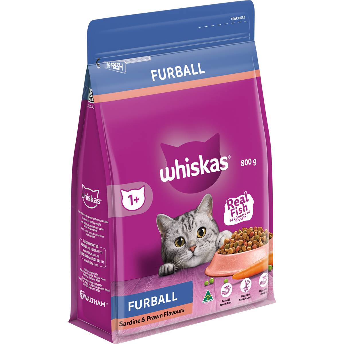 Whiskas Furball Sardine & Prawn Cat Food 800g