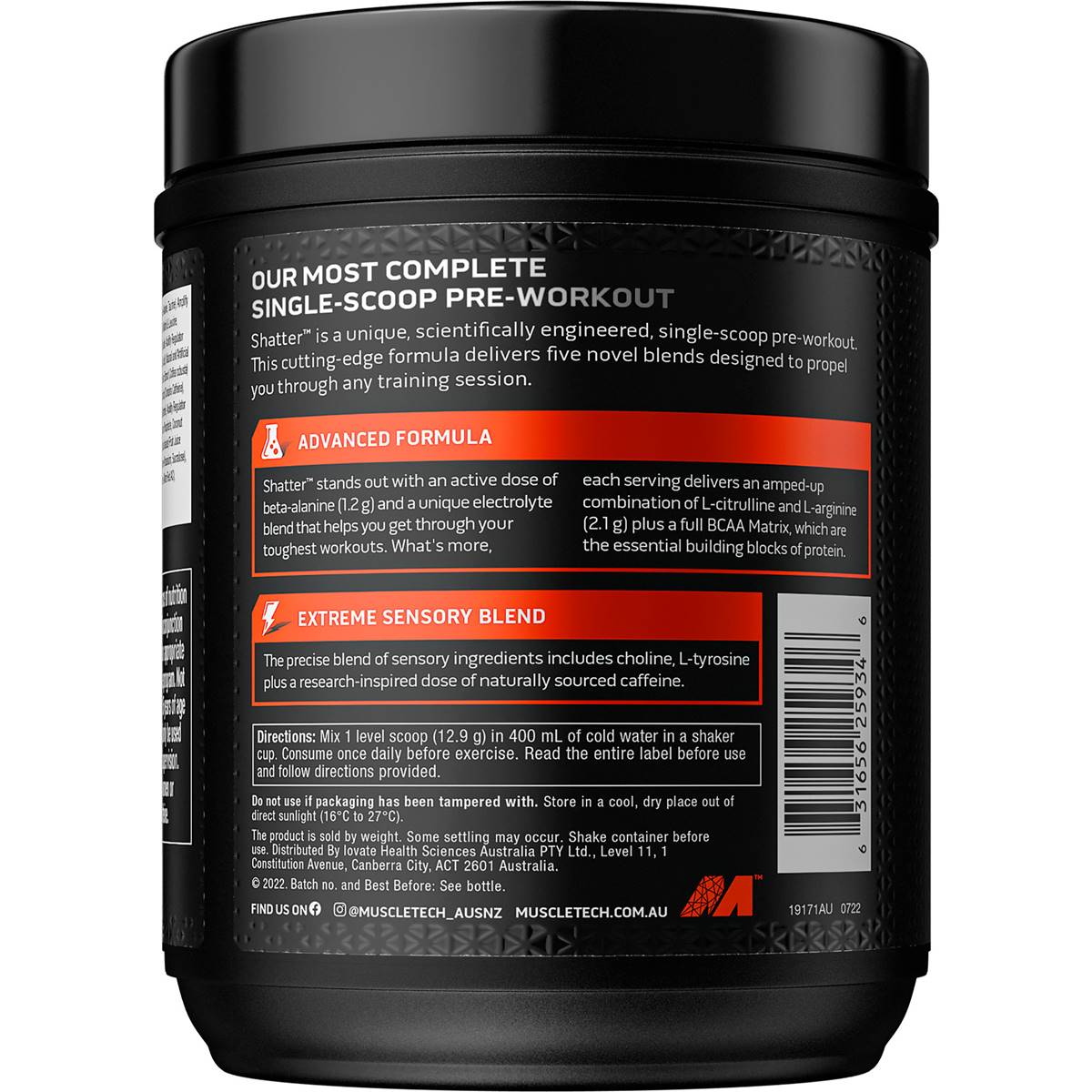 Muscle Tech Shatter Pre-Workout Tropical Paradise Flavour 387g