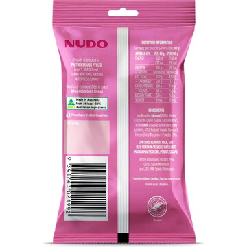 Nudo Lightly Dipped Almonds Raspberry Dusted White Choc 40g