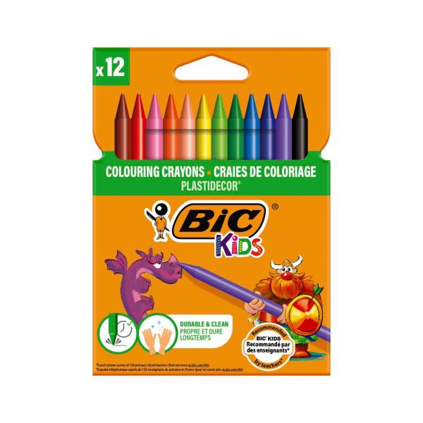 BIC KIDS PLASTIDECOR CRAYONS 12 PACK