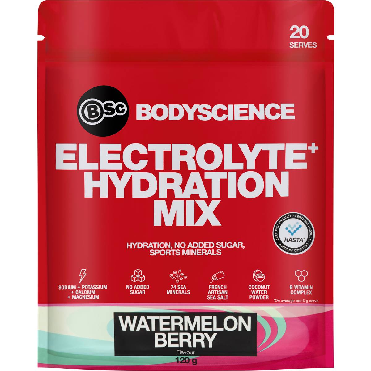 BSC Electrolyte+ Hydration Mix Watermelon Berry 120g
