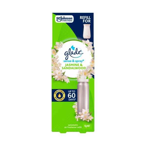 GLADE SENSE & SPRAY AUTOMATIC AIR FRESHENER REFILL BALI SANDALWOOD & JASMINE12GRAM