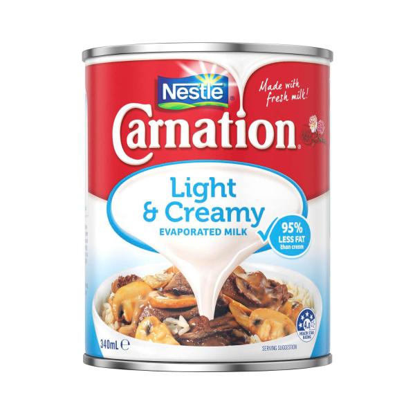 NESTLE CARNATION LIGHT & CREAMY EVAPORATED MILK 340ML