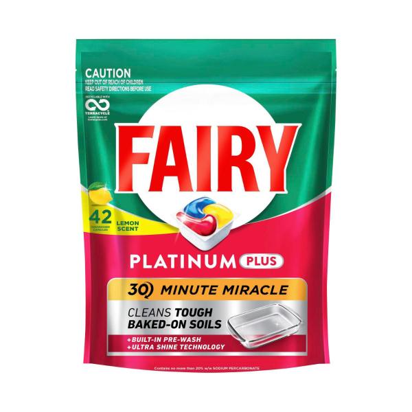 FAIRY PLATINUM PLUS LEMON DISHWASHING TABLETS 42 PACK