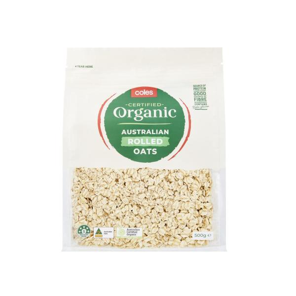COLES ORGANIC ROLLED OATS 500G