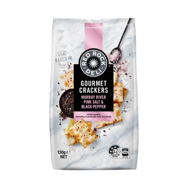 RED ROCK DELI GOURMET CRACKERS:SALT & BLACK PEPPER:.:130 GRAM