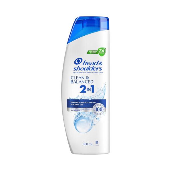 HEAD AND SHOULDERS ANTI-DANDRUFF SHAMPOO + CONDITIONER CLEAN & BALANCED 350ML
