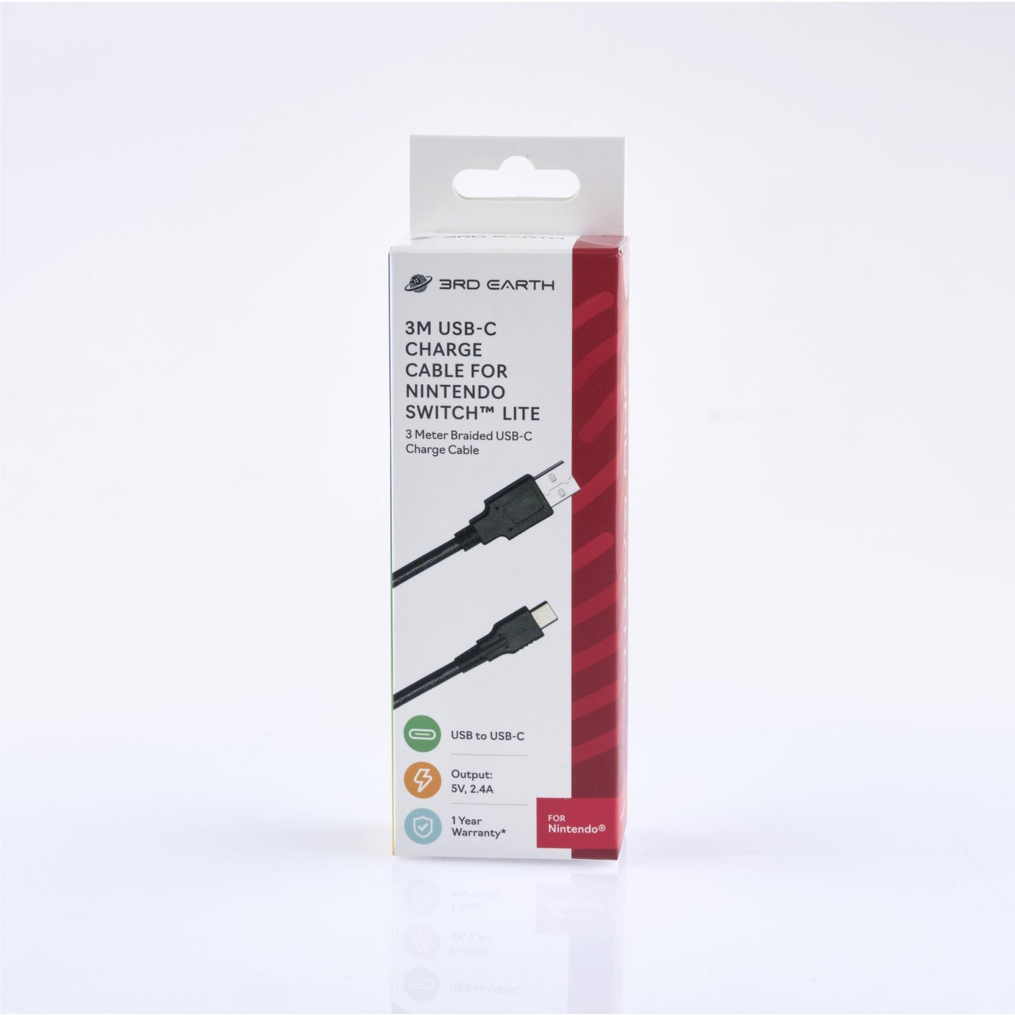 3rd Earth 3M USB-C Charge Cable for Nintendo Switch™ (Grey)