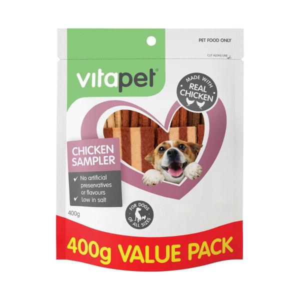 VITAPET CHICKEN SAMPLER JERHIGH DOG TREAT 400G