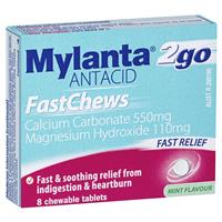 Mylanta 2Go Antacid FastChews Tablets Mint 8 Pack