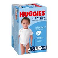 Huggies Ultra Dry Nappies Boy Size 5 Jumbo 64 Pack