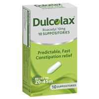 Dulcolax Laxatives Suppositories for Constipation Relief 10 Pack