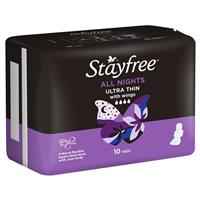 Stayfree Ultra Thin All Night Sanitary Pads With Wings 10 Pack