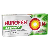 Nurofen Zavance Fast Pain Relief Caplets 256mg Ibuprofen 24 Pack