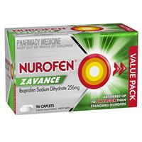 Nurofen Zavance Fast Pain Relief Caplets 256mg Ibuprofen 96 Pack