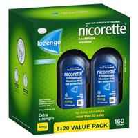 Nicorette Quit Smoking Extra Strength Cooldrops Nicotine Lozenge Icy Mint 8 x 20 Pack