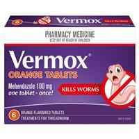 Vermox Worming Treatment Orange Tablets 6 Tablets