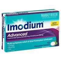 Imodium Advanced Diarrhoea Plus Wind Pain Chewable Tablets Mint Flavour 12 Pack