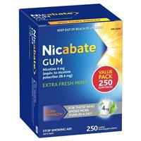 Nicabate Gum 2mg Extra Fresh 250 Pieces Exclusive Size