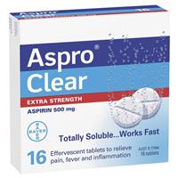 Aspro Clear Extra Strength Pain Relief 16 Soluble Tablets