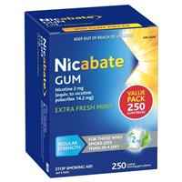 Nicabate Gum 4mg Extra Fresh 250 Pieces Exclusive Size