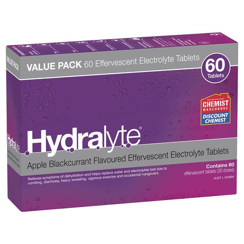 Hydralyte Electrolyte Effervescent Apple Blackcurrant 60 Tablets Exclusive Size - GimmeNow