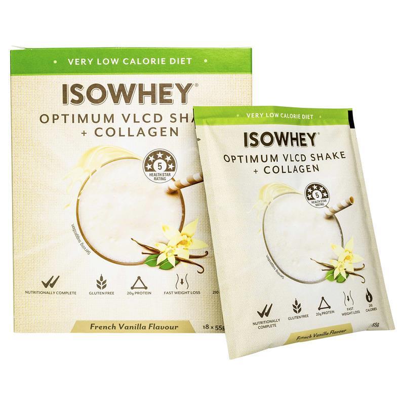 IsoWhey Optimum VLCD Shake + Collagen French Vanilla 18 x 55g - GimmeNow