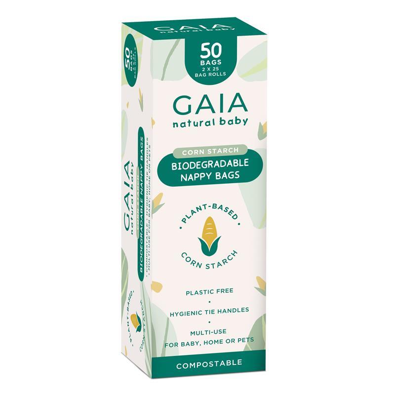 Gaia Natural Baby Biodegradable Nappy Bags 50 Pack - GimmeNow