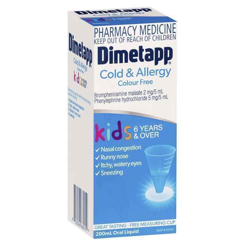 Dimetapp Cold and Allergy Colour Free 200mL