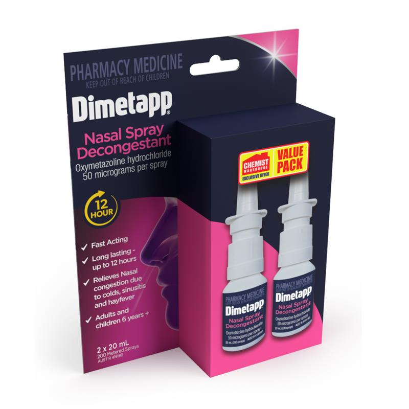 Dimetapp 12 Hour Nasal Spray 20ml Twin Pack Exclusive