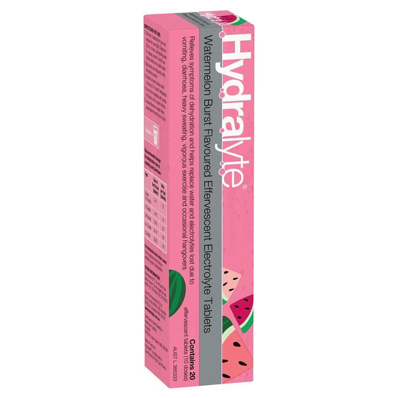 Hydralyte Electrolyte Effervescent Watermelon Burst Flavoured 20 Tablets - GimmeNow