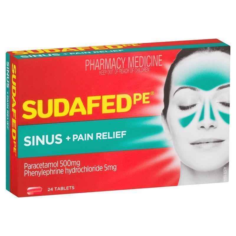 Sudafed PE Sinus + Pain Relief Tablets 24 Pack