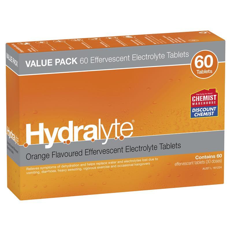 Hydralyte Electrolyte Effervescent Orange 60 Tablets Exclusive Size - GimmeNow