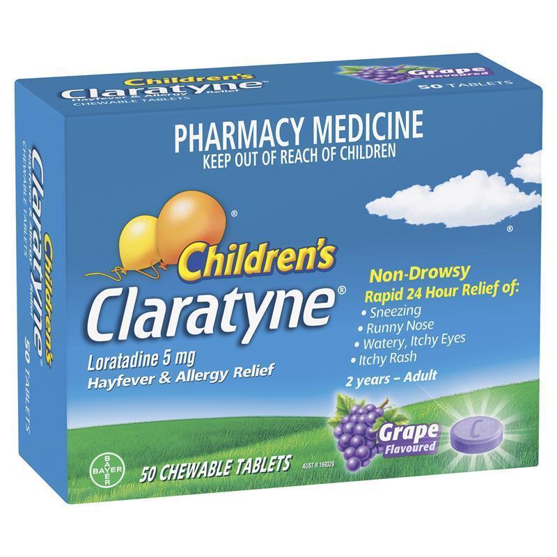 Children's Claratyne Allergy & Hayfever Relief Antihistamine For Kids Grape Chewable Tablets 30 pack - GimmeNow
