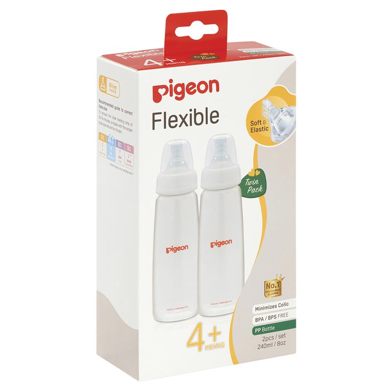 Pigeon Flexible Peristaltic PP Bottle 240ml Twin Pack - GimmeNow