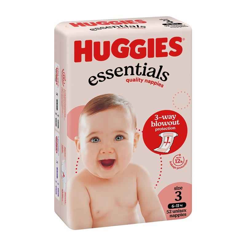 Huggies Essentials Size 3 6-11kg 52 Nappies