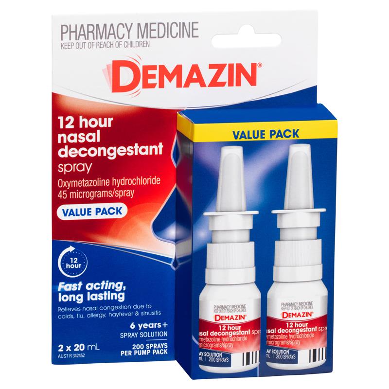 Demazin 12 Hour Relief Decongestant Nasal Spray 2 x 20ml - GimmeNow