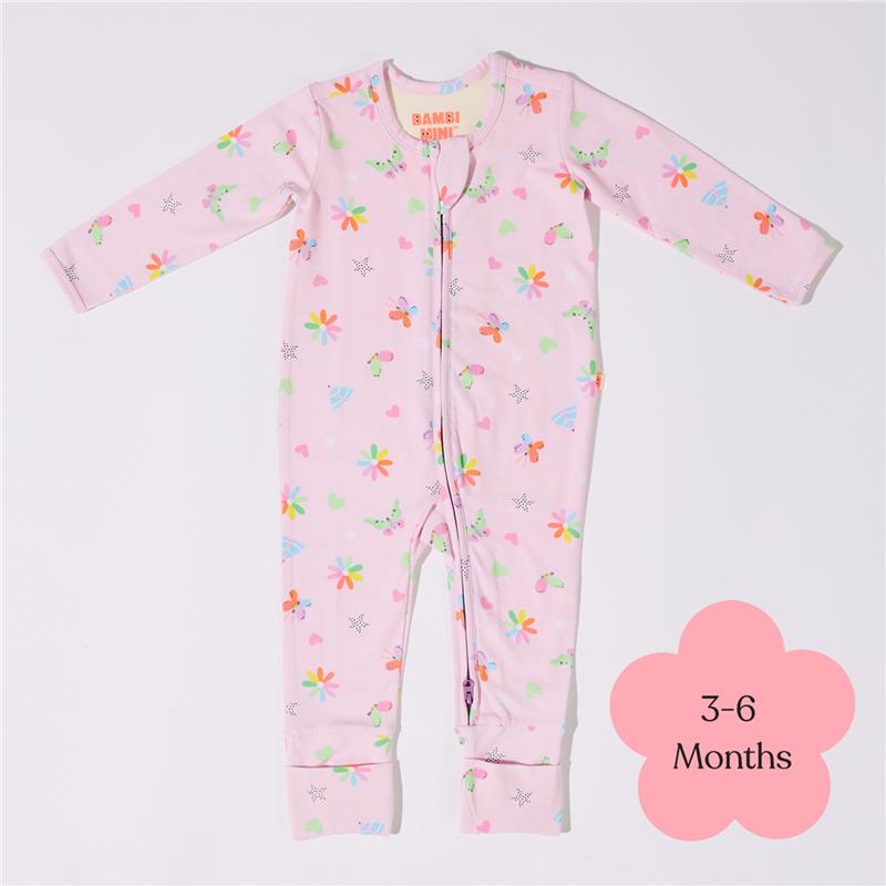 Bambi Mini Co. Wrigglesuit 3-6 Months Pink Festival Bloom - GimmeNow
