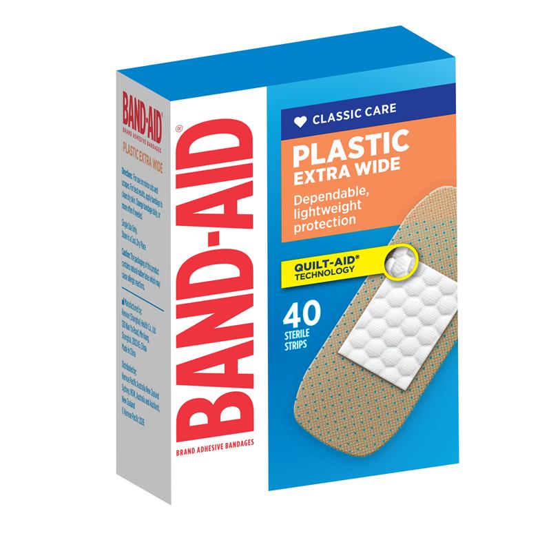 Band-Aid Extra Wide Plastic Strips 40 Pack
