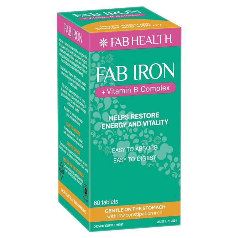 Fab Iron + Vitamin B Complex 60 Tablets - GimmeNow