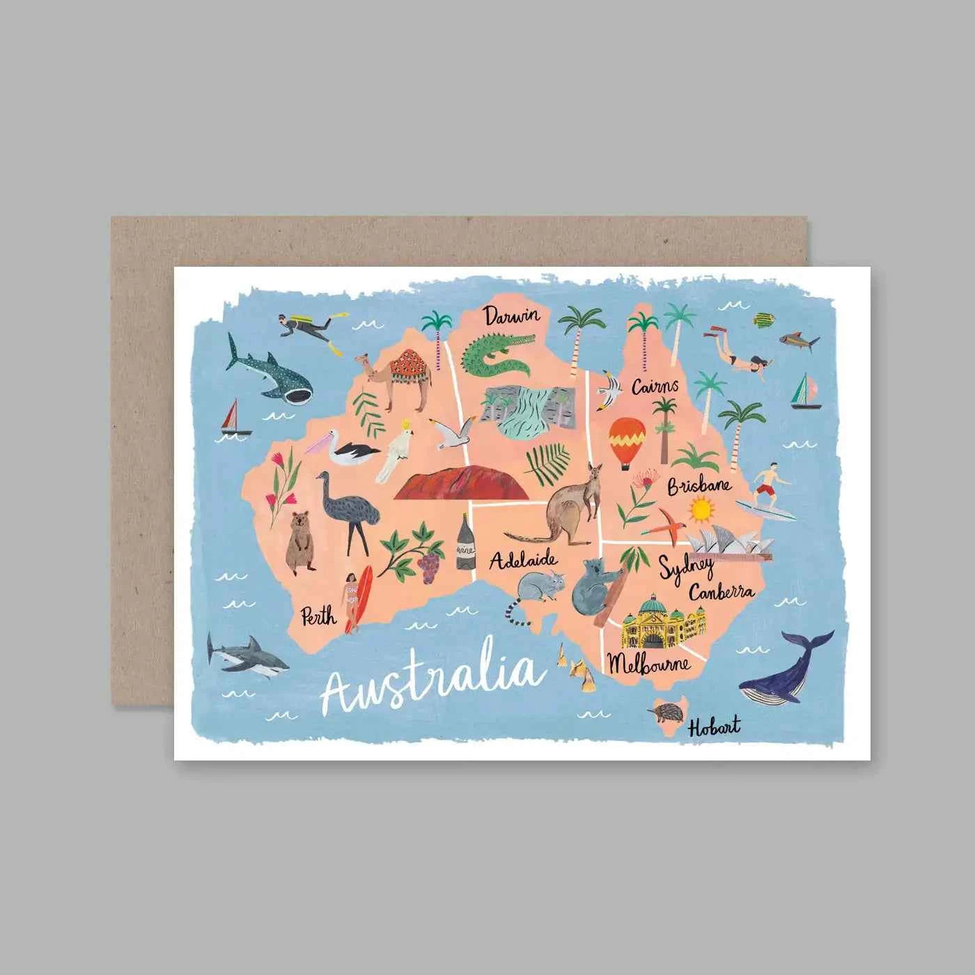 Australia Greeting Card by AHD Paper Co Travel Postcard Australia theme