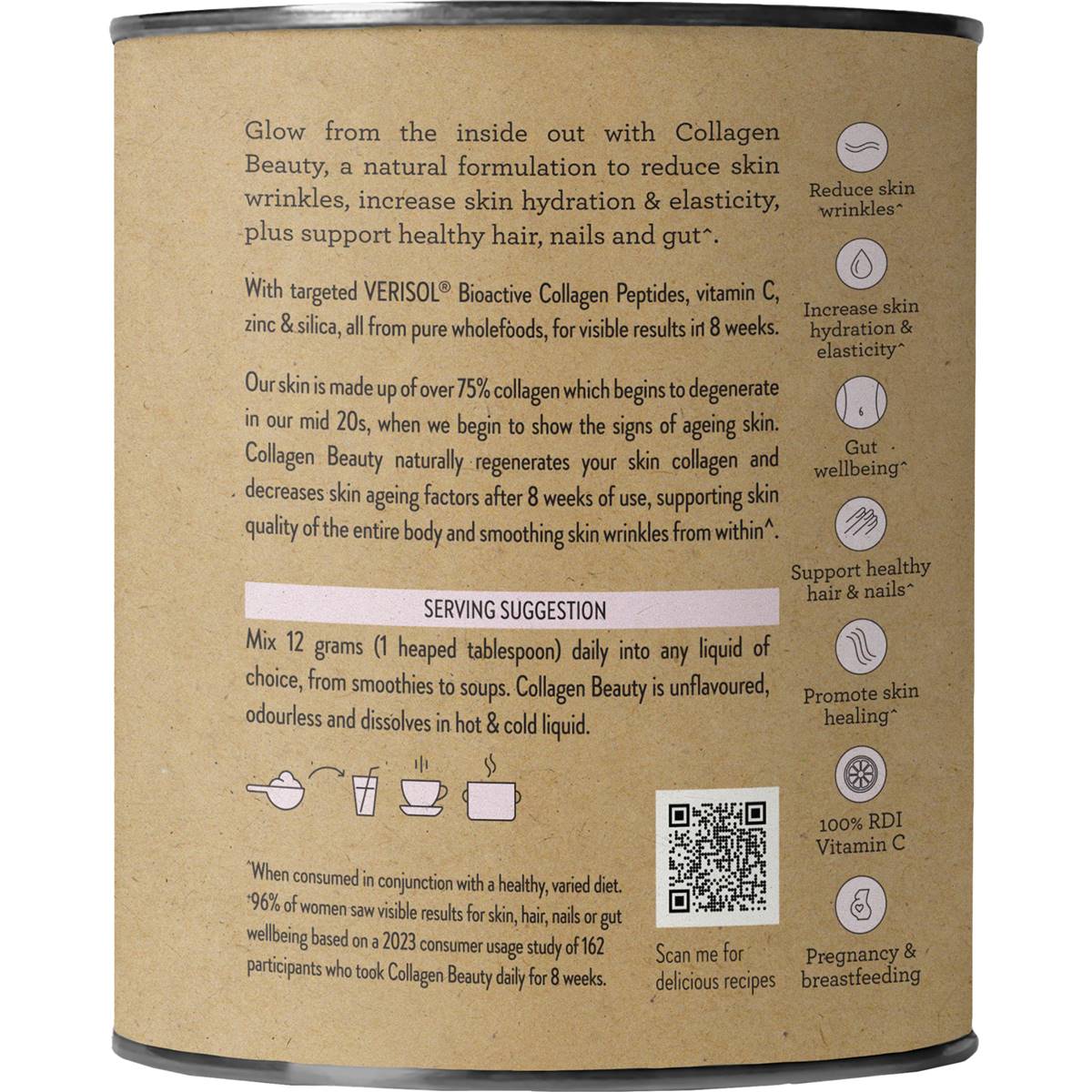 Nutra Organics Collagen Beauty Skin Hair Nails Gut Unflavoured 240g