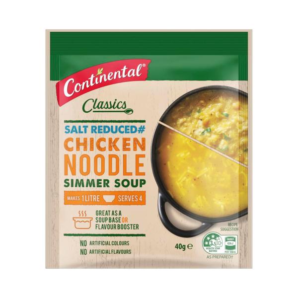 CONTINENTAL PACKET SOUP:CHICKEN NOODLE SALT REDUCED:.:40 GRAM
