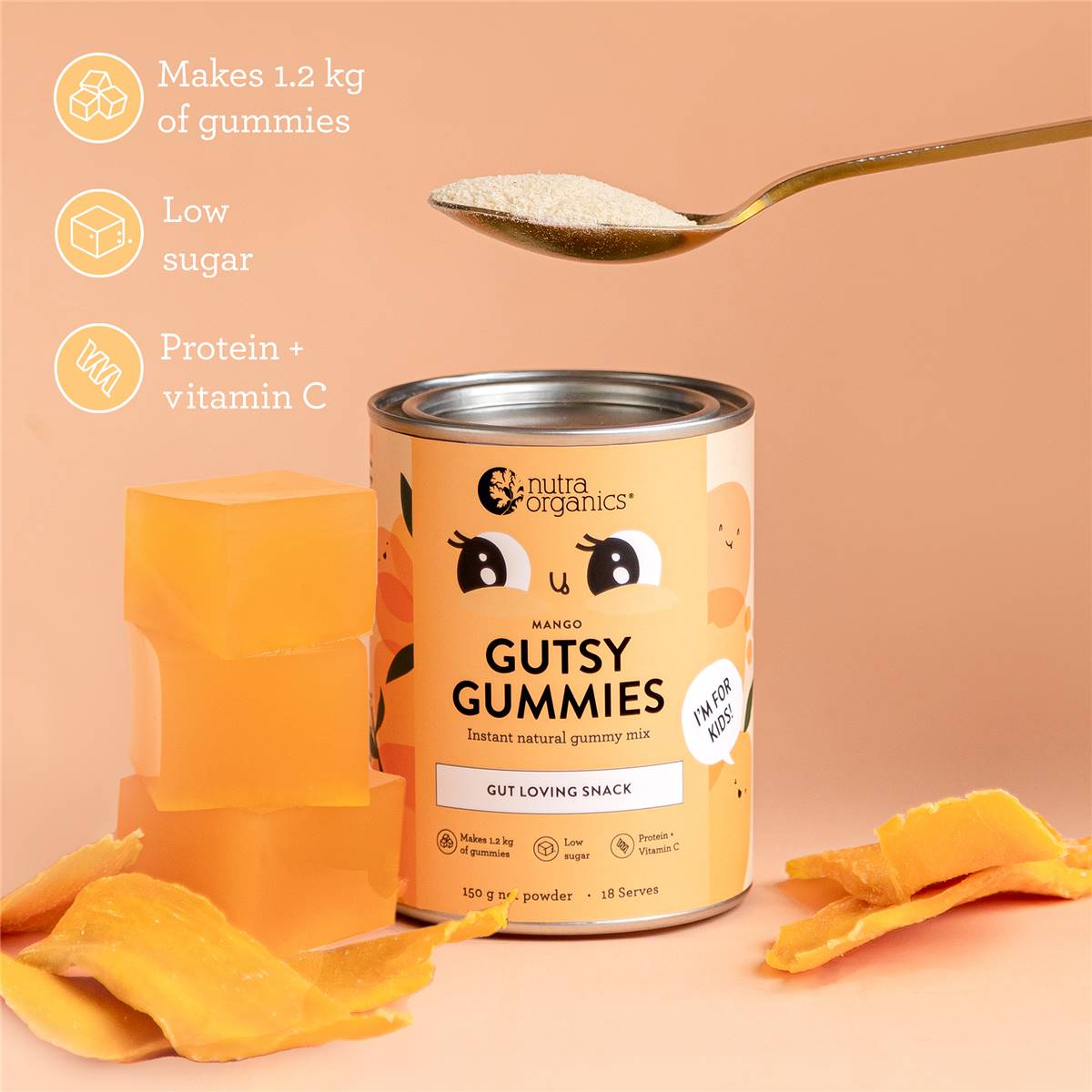 Nutra Organics Mango Gutsy Gummy Mix 150g