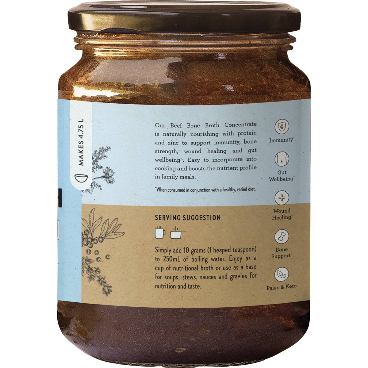 Nutra Organics Beef Bone Broth Natural Beef 190g