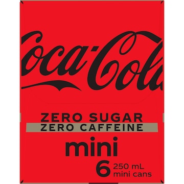 Coca-Cola Mini Zero Sugar Zero Caffeine Cans 250mL x 6 pack