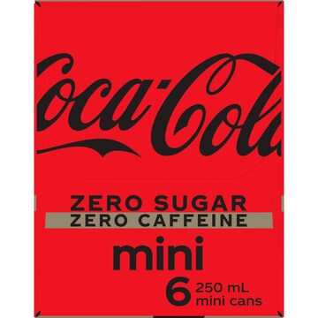 Coca-Cola Mini Zero Sugar Zero Caffeine Cans 250mL x 6 pack
